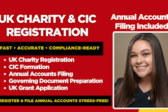 register UK charity and cic, file annual accounts with full compliance, UK ltd