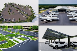 design 3d parking lot parking area with 3d rendering