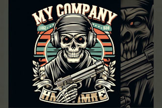 design vintage custom hip hop skull mascot logo t shirt design