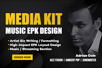 design a music epk, artist press kit and band one sheet for gig booking
