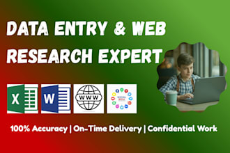 be your professional data entry and web research expert