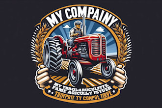 design vintage agriculture tractor mascot logo t shirt design