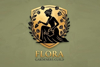 design unique silhouette of a woman gardening mascot logo design service