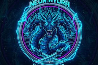 make new style hydra dragon e sport mascot logo within 1 day