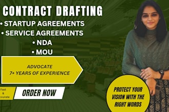 provide startup legal consultation, draft agreement, compliance nd documentation