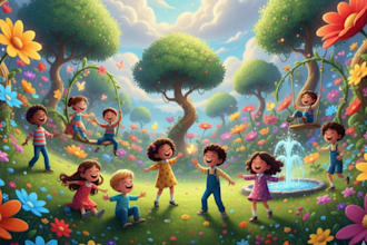 do story book illustration, 3d children book, picture book, watercolor,kid story