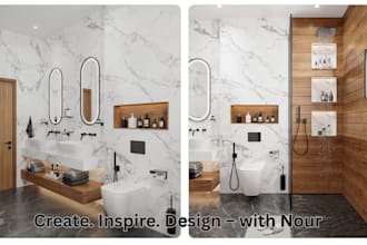 do modern bathroom interior design and realistic 3d rendering