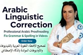 proofread edit rephrase and correct your arabic ai videos