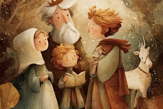 christmas children book illustration, bible illustration