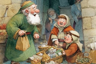 christmas children book illustration, bible illustration