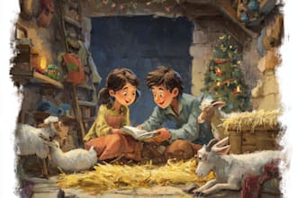 do christmas illustrations for children book, picture book coloring book, poster