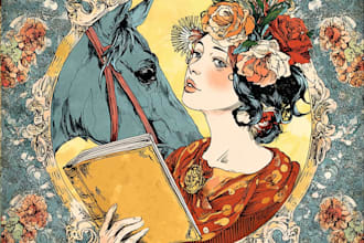 illustrate a vintage art nouveau book cover