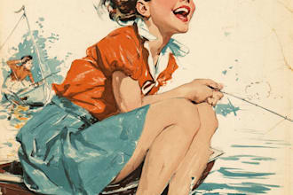 draw vintage illustration, distressed retro or comic art