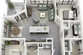 draw architectural 2d floor plan