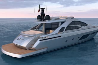 create 3d crossover sport cruiser, boat design, yacht interior design