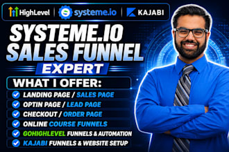 create systeme io landing page and systeme io online course website sales funnel