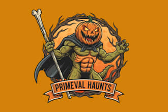 draw modern style for daynsor pumpkin mascot logo design for company