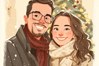 create a christmas family couple portrait