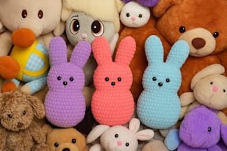 custom plushie amigurumi teddy bear toys, soft plush crochet pattern doll labubu