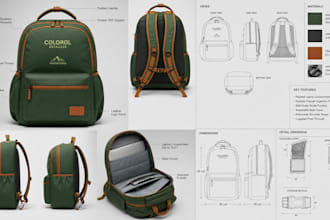 design bag, backpack and baby carrier tech packs for manufacturing