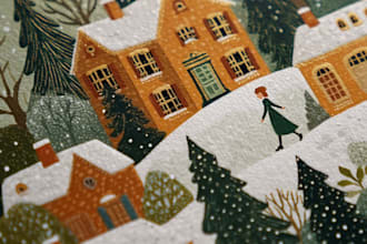 create a beautiful illustrated christmas card