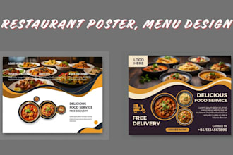 create restaurant poster, menu design and restaurant flyer design