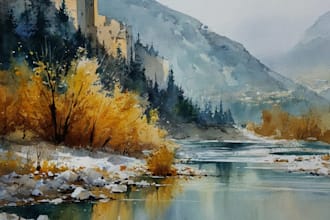 draw watercolor drawings of landscape designs or home gardens
