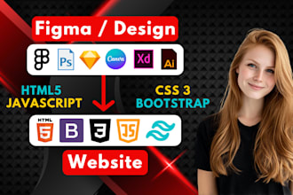 convert your figma, PSD, xd design into a responsive HTML CSS website