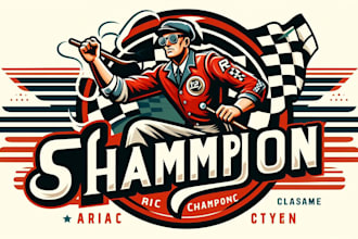 make vintage racing champions retro mascot logo with creative concept