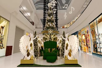 beautify 3d mall christmas decor,store interior design,festive art,corona render