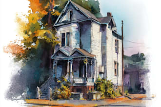 do an watercolor house portrait