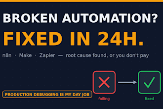fix your broken n8n, make or zapier automation in 24 hours
