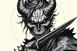 draw custom dark berserk style art in high quality