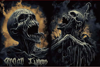 create dark art, metal, gothic illustration