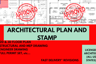 do architectural plan structural plan pe stamp adu mep for ca tx pa city permit