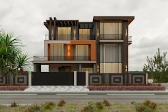 buildup 3d modern duplex, exterior virtual staging design,facade villa rendering