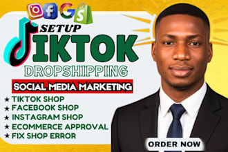 set up tiktok shop setup facebook shop instagram shop, tik tok shop dropshipping