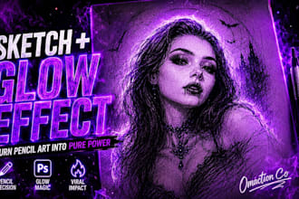 create unique hand drawn illustration with epic glow effect