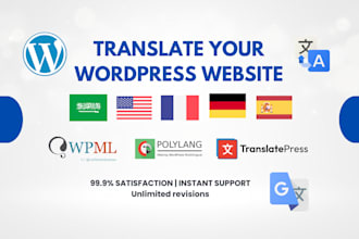 translate your website using wpml, polylang, translatepress, plugin