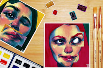 paint weird, abstract watercolor portraits for unique people