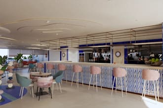 remodel 3d mediterranean restaurant,bar,lounge interior, commercial space render