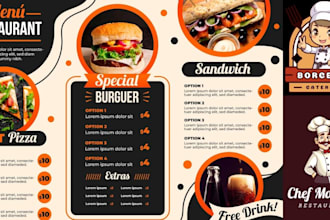 do a professional restaurant menu, food flyer, and digital menu design