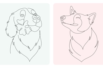 draw custom one line art, continuous line art, minimalist line art illustration