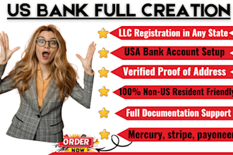 create a US bank legitimate address document for non resident , stripe, mercury