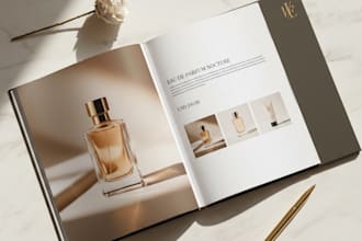 design a luxury product catalogue, lookbook, editorial brand magazine and flyer
