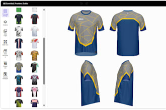 design 2d 3d t shirt, suit, jersey, uniform, on shopify kickflip and zakeke
