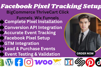 setup facebook pixel tracking bigcommerce thrivecart clickfunnel wix salesfunnel