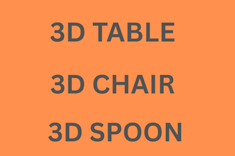 do 3d table, 3d chair, 3d spoon
