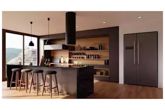 design kitchen interior in 3d model and render