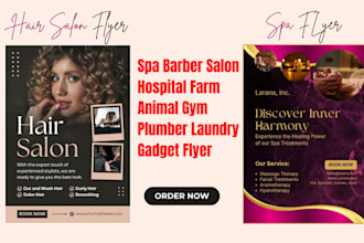 design spa barber salon hospital farm animal gym plumber laundry gadget flyer